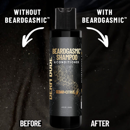 BeardGasmic™ 2-in-1 Beard Shampoo & Conditioner - Cedar & Citrus Derm Dude