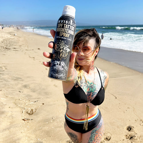 Invisible SPF 30 Tattoo Sunscreen + Brightening Spray Derm Dude
