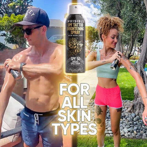 Invisible SPF 50 Tattoo Sunscreen + Brightening Spray Derm Dude